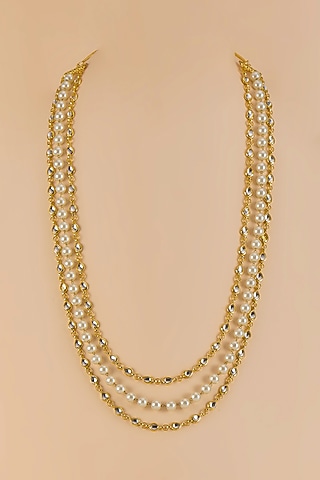 Gold Kundan Polki Layered Necklace by RUBY RAANG MEN