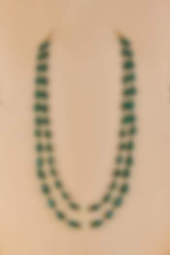 Emerald Green Pearl & Stone Layered Necklace by RUBY RAANG MEN