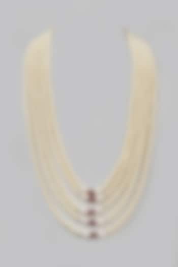 White Mala With Pearls by RUBY RAANG MEN