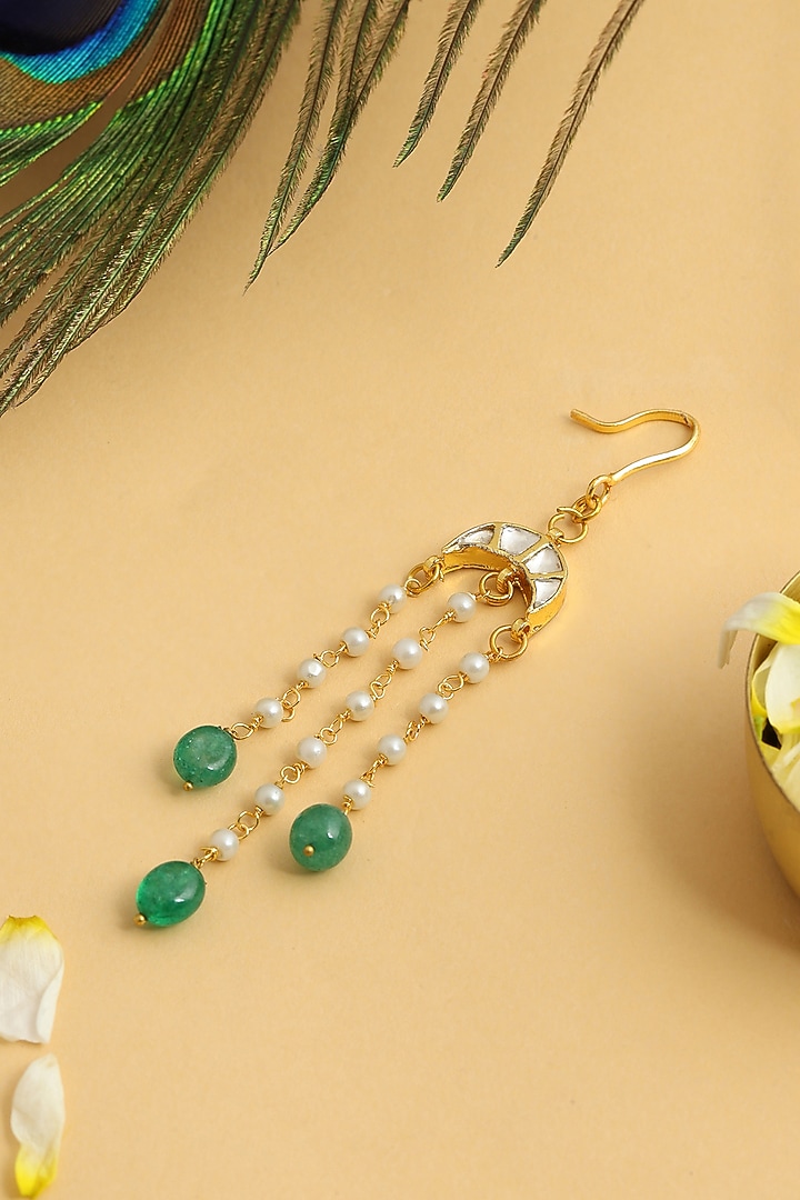 Gold Finish Glass Kundan Hair Pin For Girls by Ruby Raang Kids at Pernia's Pop Up Shop