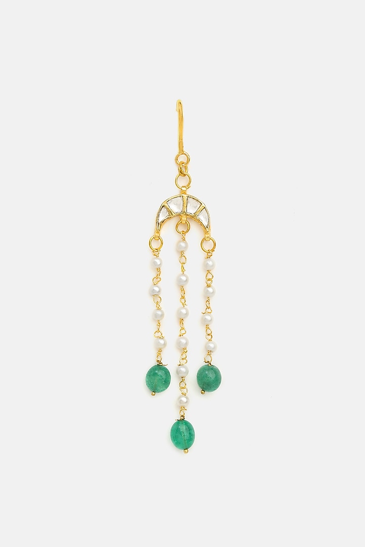 Gold Finish Glass Kundan Hair Pin For Girls by Ruby Raang Kids at Pernia's Pop Up Shop