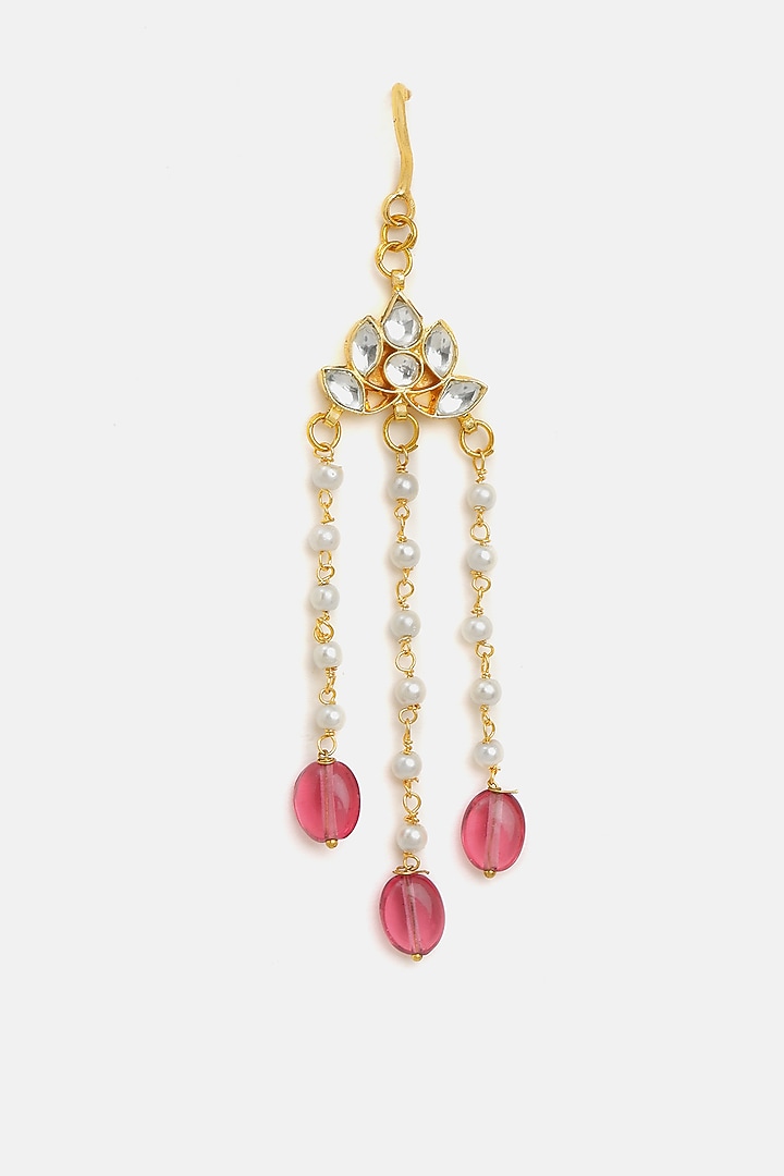 Gold Finish Glass Kundan Hair Pin For Girls by Ruby Raang Kids at Pernia's Pop Up Shop