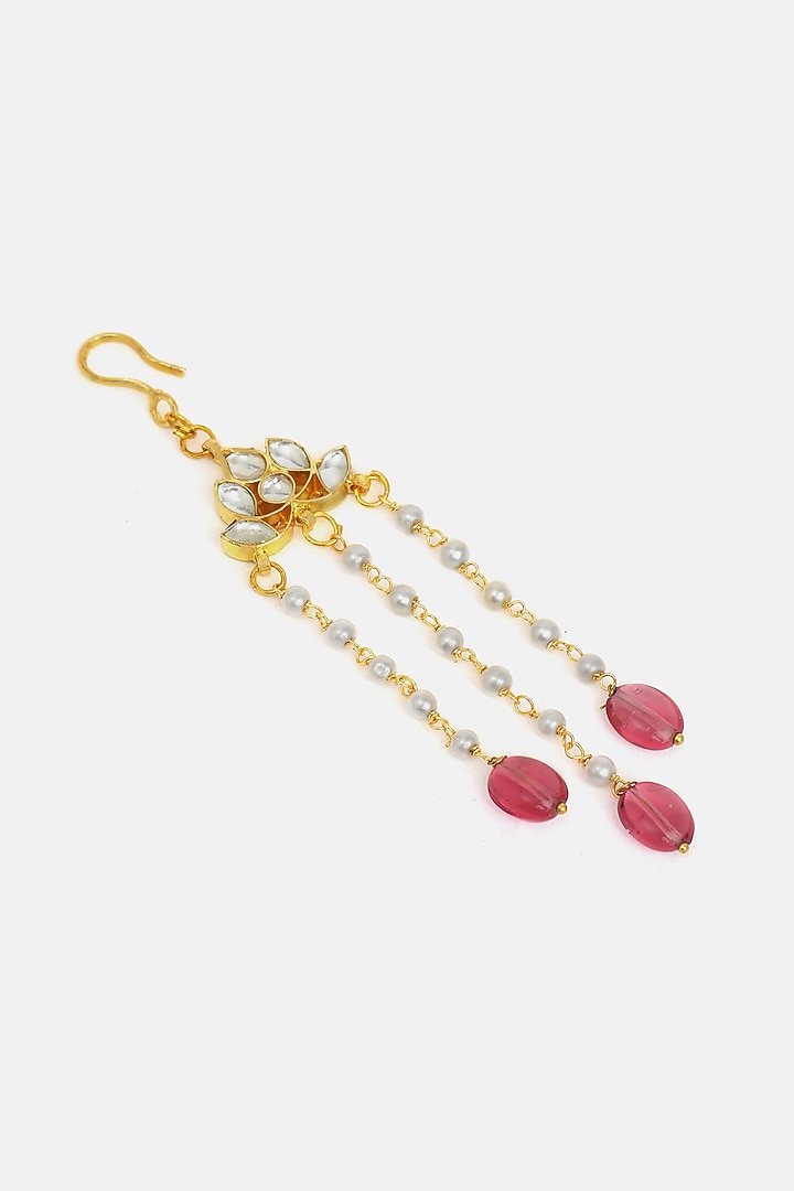 Gold Finish Glass Kundan Hair Pin For Girls by Ruby Raang Kids at Pernia's Pop Up Shop