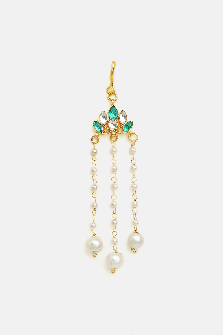 Gold Finish Glass Kundan Hair Pin For Girls by Ruby Raang Kids at Pernia's Pop Up Shop