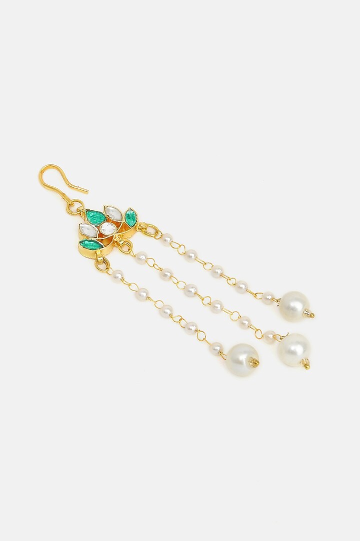 Gold Finish Glass Kundan Hair Pin For Girls by Ruby Raang Kids at Pernia's Pop Up Shop