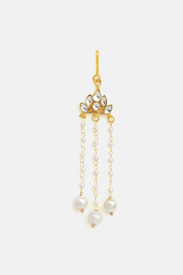 Gold Finish Glass Kundan Hair Pin For Girls by Ruby Raang Kids at Pernia's Pop Up Shop