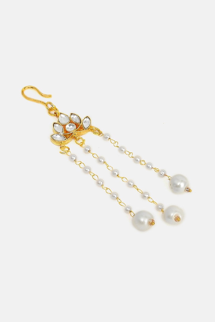 Gold Finish Glass Kundan Hair Pin For Girls by Ruby Raang Kids at Pernia's Pop Up Shop