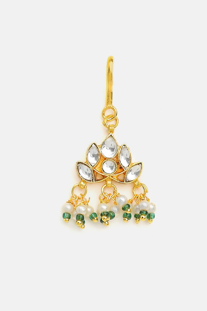 Gold Finish Glass Kundan Hair Pin For Girls by Ruby Raang Kids at Pernia's Pop Up Shop
