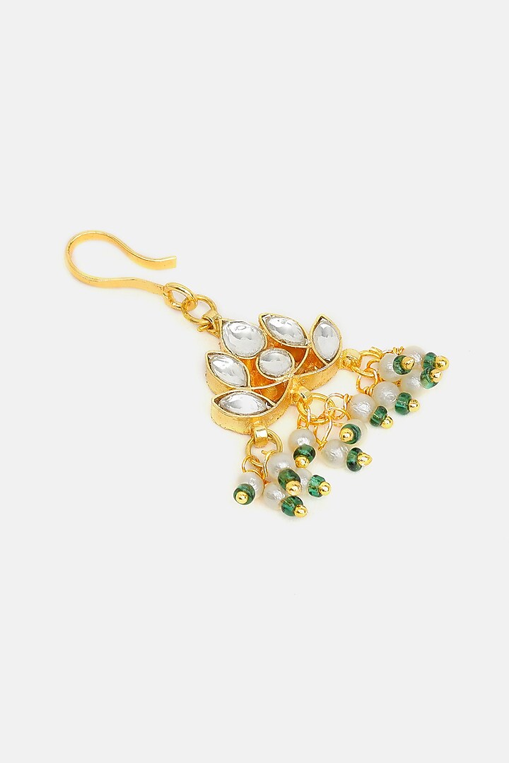 Gold Finish Glass Kundan Hair Pin For Girls by Ruby Raang Kids at Pernia's Pop Up Shop