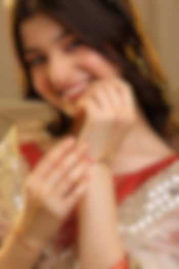 Gold Finish Glass Kundan Haathphool For Girls (Set of 2) by Ruby Raang Kids at Pernia's Pop Up Shop