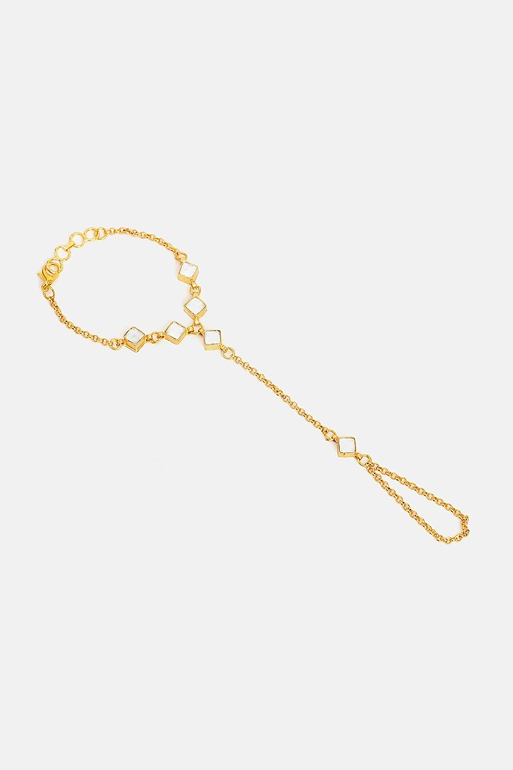 Gold Finish Glass Kundan Haathphool For Girls (Set of 2) by Ruby Raang Kids at Pernia's Pop Up Shop