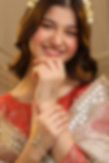 Gold Finish Glass Kundan Haathphool For Girls (Set of 2) by Ruby Raang Kids at Pernia's Pop Up Shop