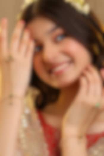 Gold Finish Glass Kundan Haathphool For Girls (Set of 2) by Ruby Raang Kids at Pernia's Pop Up Shop