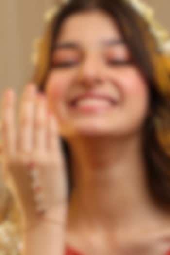 Gold Finish Glass Kundan Haathphool For Girls by Ruby Raang Kids  at Pernia's Pop Up Shop