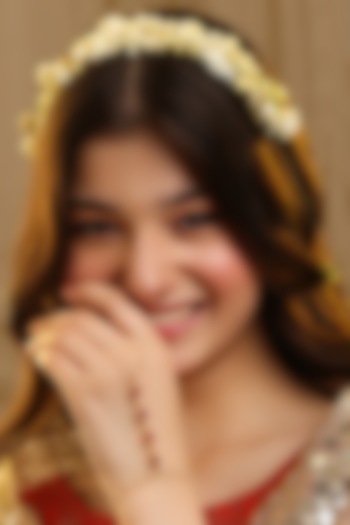 Gold Finish Glass Kundan Haathphool For Girls by Ruby Raang Kids  at Pernia's Pop Up Shop