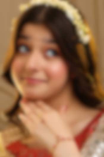 Gold Finish Glass Kundan Haathphool For Girls by Ruby Raang Kids  at Pernia's Pop Up Shop