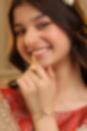 Gold Finish Glass Kundan Haathphool For Girls by Ruby Raang Kids  at Pernia's Pop Up Shop