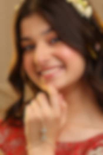 Gold Finish Glass Kundan Haathphool For Girls by Ruby Raang Kids  at Pernia's Pop Up Shop