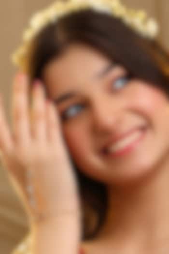 Gold Finish Glass Kundan Haathphool For Girls by Ruby Raang Kids  at Pernia's Pop Up Shop