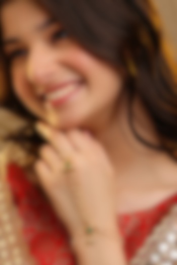 Gold Finish Glass Kundan Haathphool For Girls by Ruby Raang Kids  at Pernia's Pop Up Shop