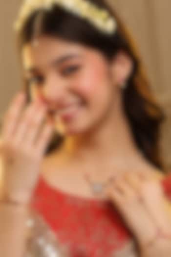 Gold Finish Glass Kundan Choker Necklace Set For Girls by Ruby Raang Kids  at Pernia's Pop Up Shop