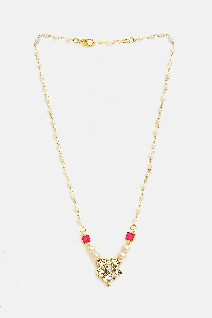Gold Finish Glass Kundan Choker Necklace For Girls by Ruby Raang Kids  at Pernia's Pop Up Shop