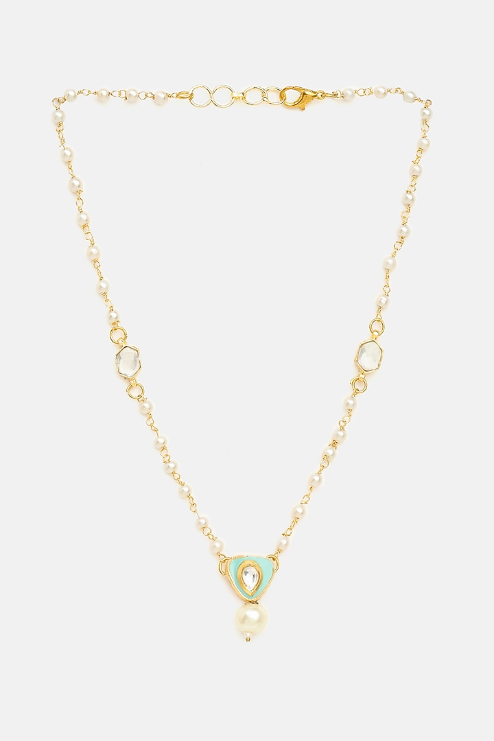 Gold Finish Glass Kundan Choker Necklace For Girls by Ruby Raang Kids  at Pernia's Pop Up Shop