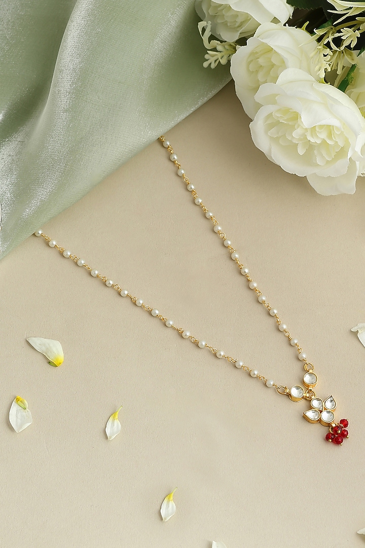 Gold Finish Glass Kundan Choker Necklace For Girls by Ruby Raang Kids  at Pernia's Pop Up Shop