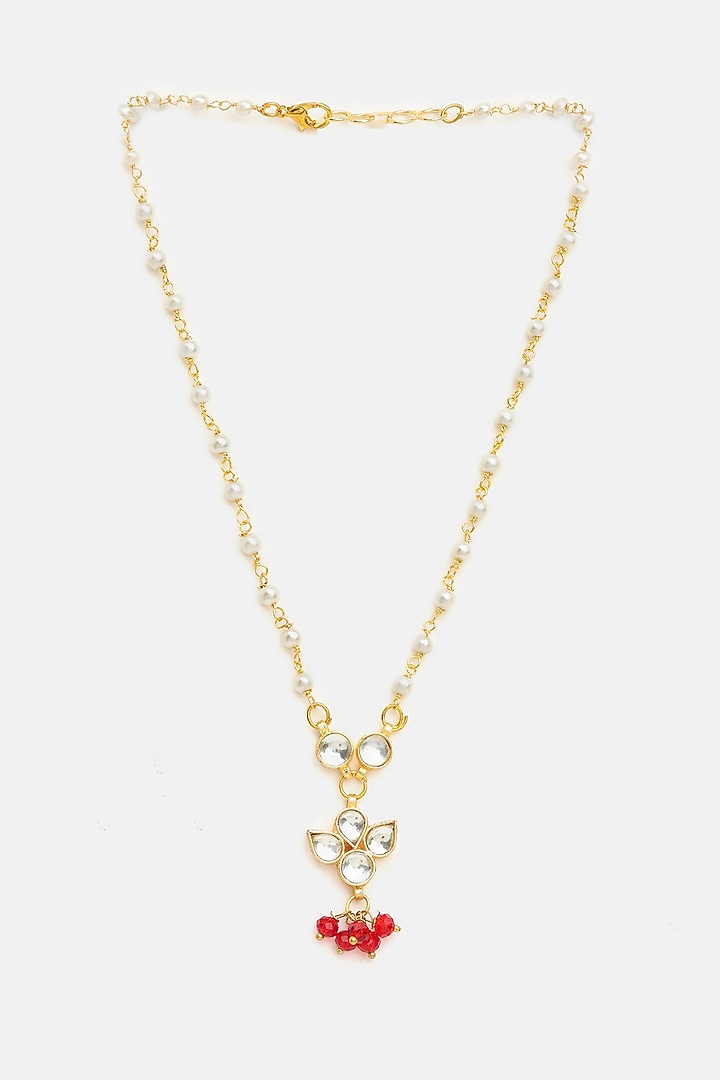 Gold Finish Glass Kundan Choker Necklace For Girls by Ruby Raang Kids  at Pernia's Pop Up Shop