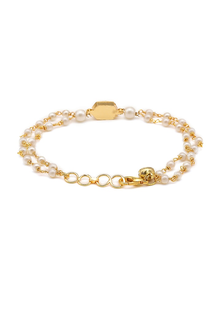 Gold Finish Kundan Polki Anklets For Girls by Ruby Raang Kids at Pernia's Pop Up Shop