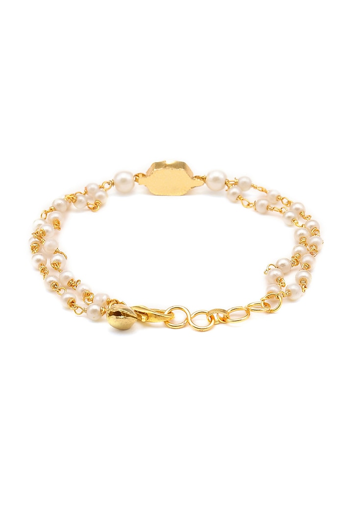 Gold Finish Kundan Polki Anklets For Girls by Ruby Raang Kids at Pernia's Pop Up Shop