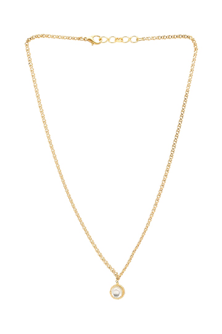 Gold Finish Kundan Polki Necklace Set For Girls by Ruby Raang Kids at Pernia's Pop Up Shop