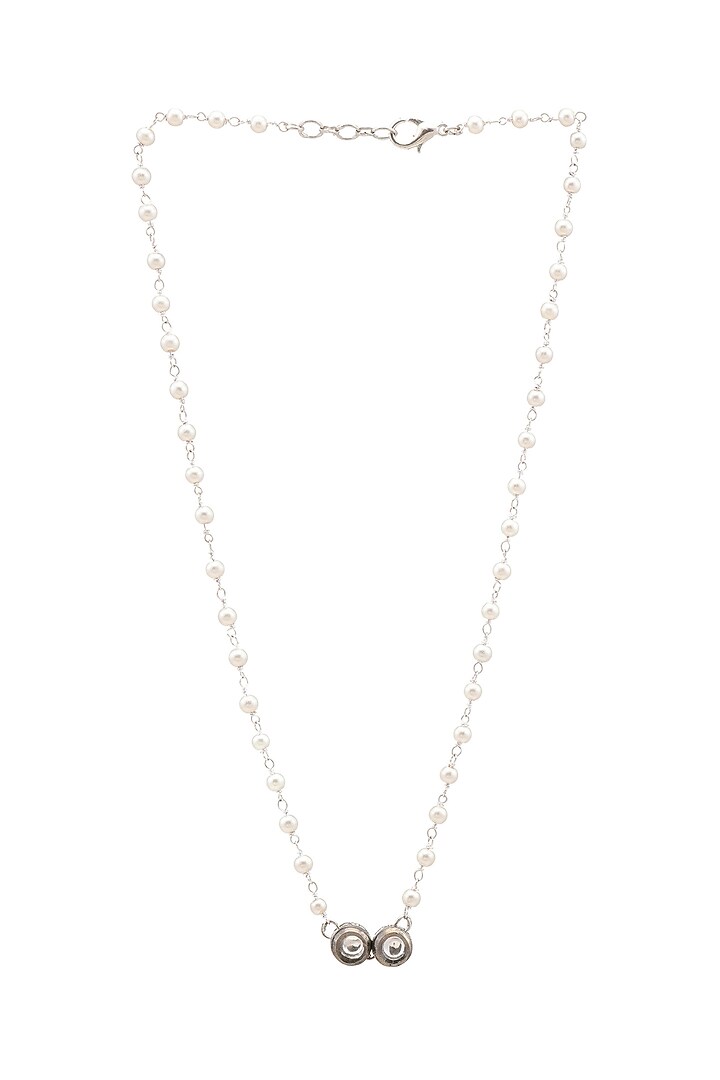 Black Rhodium Finish Kundan Polki & Semi Precious Stones Necklace Set For Girls by Ruby Raang Kids at Pernia's Pop Up Shop