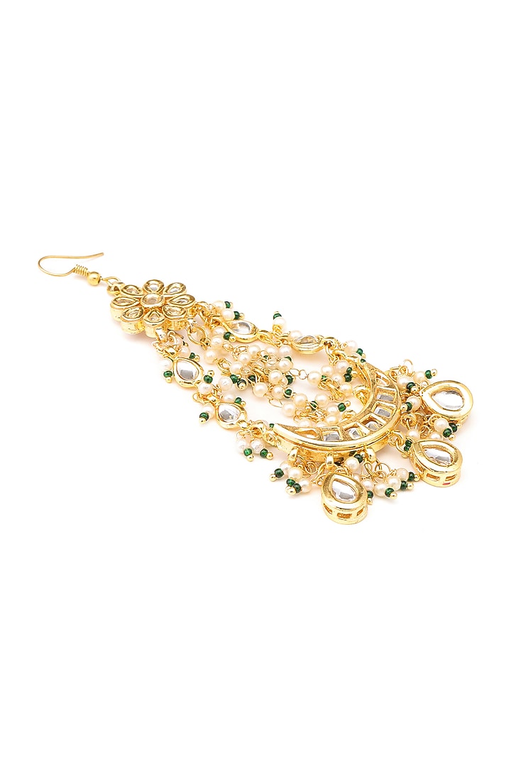 Gold Finish Kundan Polki & Green Stone Pasa For Girls by Ruby Raang Kids at Pernia's Pop Up Shop