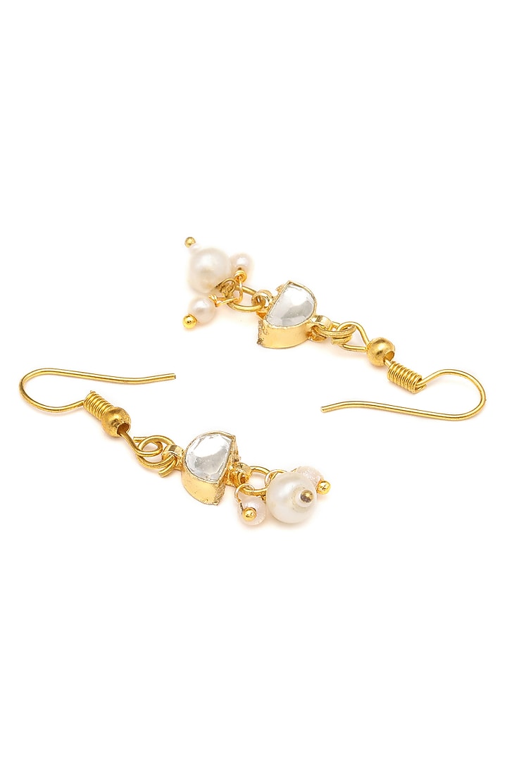 Gold Finish Kundan Polki Loop Earrings For Girls by Ruby Raang Kids at Pernia's Pop Up Shop