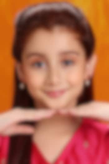 Gold Finish Kundan Polki & Pearls Stud Earrings For Girls by Ruby Raang Kids at Pernia's Pop Up Shop