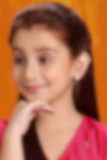 Gold Finish Kundan Polki & Pearls Stud Earrings For Girls by Ruby Raang Kids at Pernia's Pop Up Shop