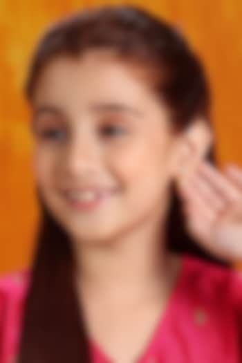 Gold Finish Kundan Polki & Pearls Stud Earrings For Girls by Ruby Raang Kids at Pernia's Pop Up Shop