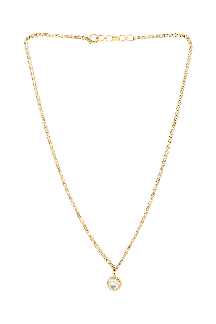 Gold Finish Kundan Polki Necklace For Girls by Ruby Raang Kids at Pernia's Pop Up Shop