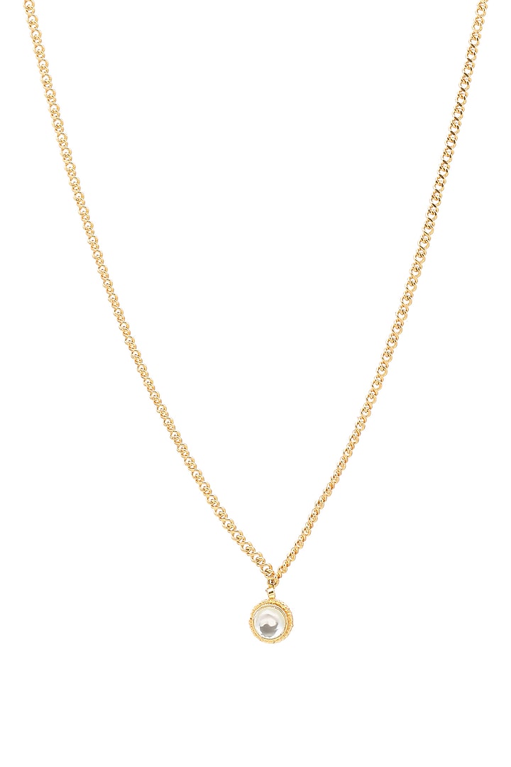 Gold Finish Kundan Polki Necklace For Girls by Ruby Raang Kids at Pernia's Pop Up Shop