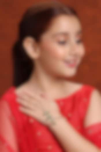 Gold Finish Kundan Polki Hand Harness For Girls by Ruby Raang Kids at Pernia's Pop Up Shop