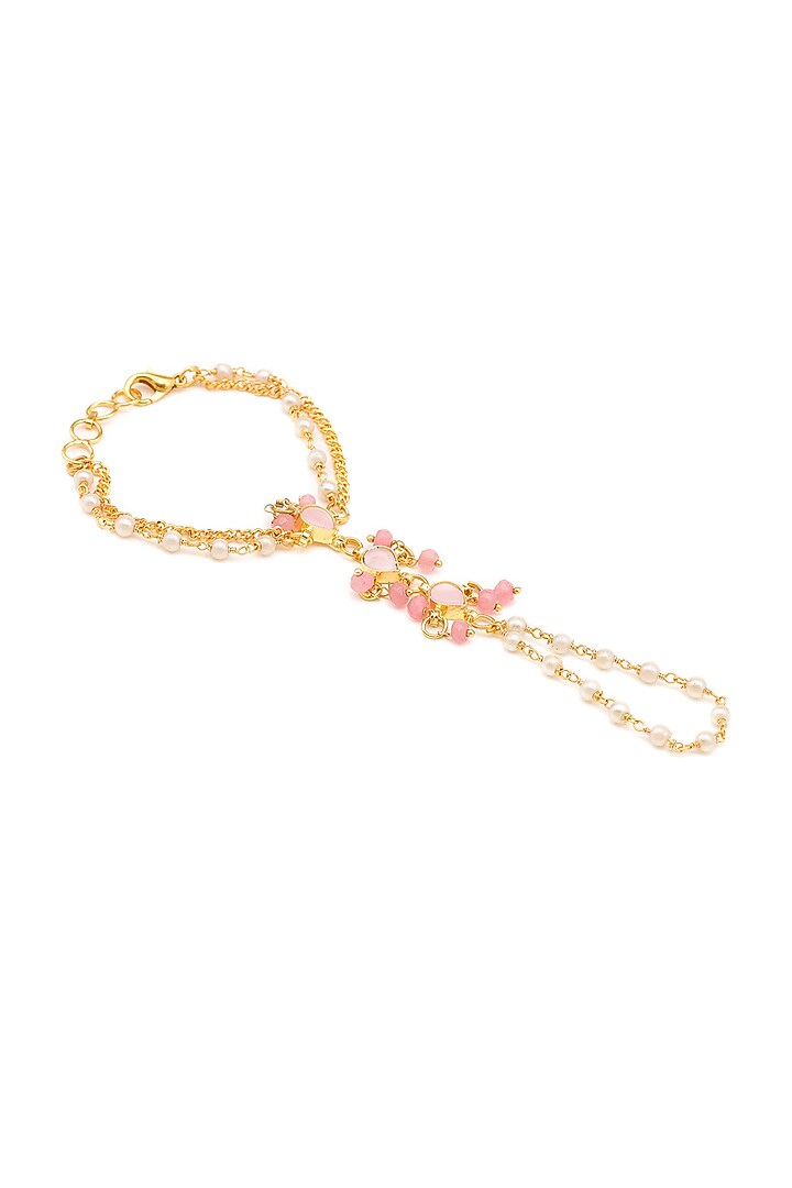 Gold Finish Kundan Polki Hand Harness For Girls by Ruby Raang Kids at Pernia's Pop Up Shop