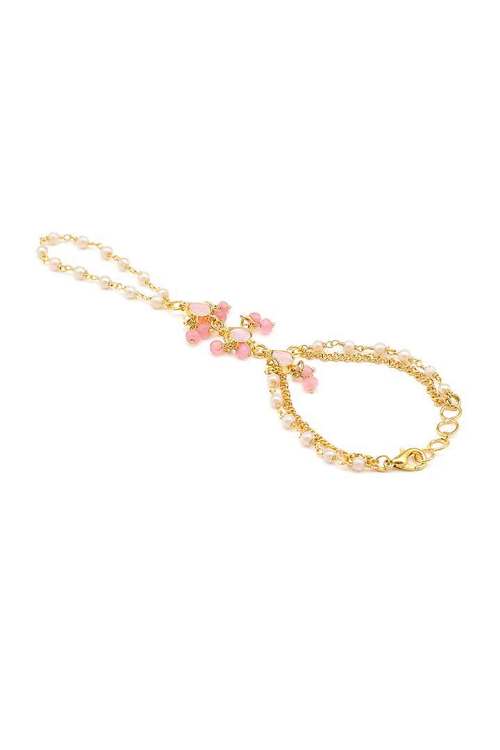 Gold Finish Kundan Polki Hand Harness For Girls by Ruby Raang Kids at Pernia's Pop Up Shop