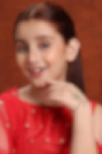 Gold Finish Kundan Polki Hand Harness For Girls by Ruby Raang Kids at Pernia's Pop Up Shop