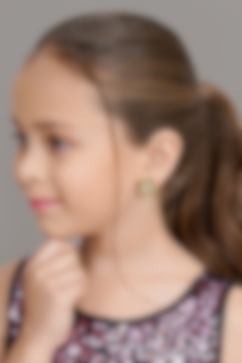 Gold Finish Meenakari Stud Earrings by Ruby Raang Kids at Pernia's Pop Up Shop