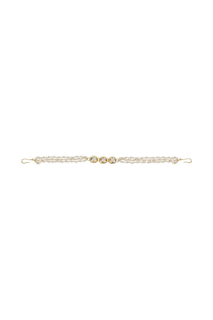 Gold Finish Kundan Polki Layered Head Piece by Ruby Raang Kids at Pernia's Pop Up Shop