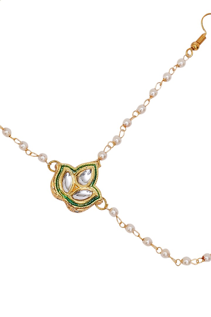 Gold Finish Kundan Meenakari Matha Patti by Ruby Raang Kids at Pernia's Pop Up Shop
