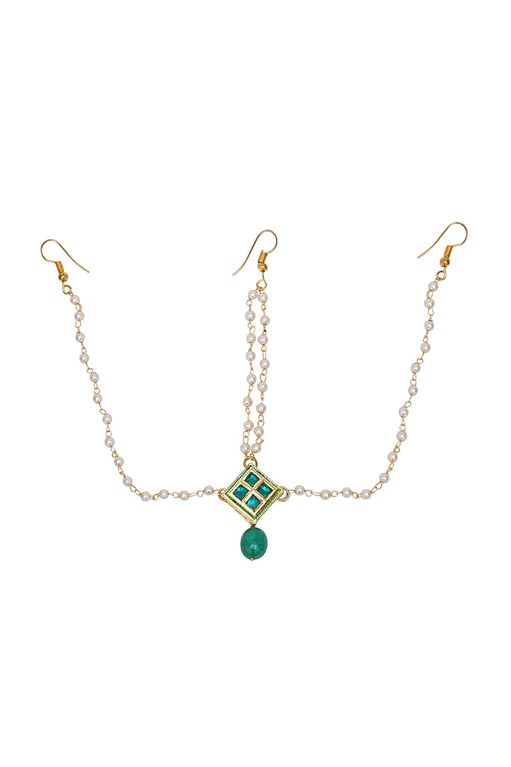 Gold Finish Meenakari Layered Matha Patti by Ruby Raang Kids at Pernia's Pop Up Shop