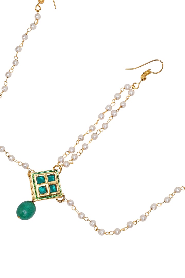 Gold Finish Meenakari Layered Matha Patti by Ruby Raang Kids at Pernia's Pop Up Shop