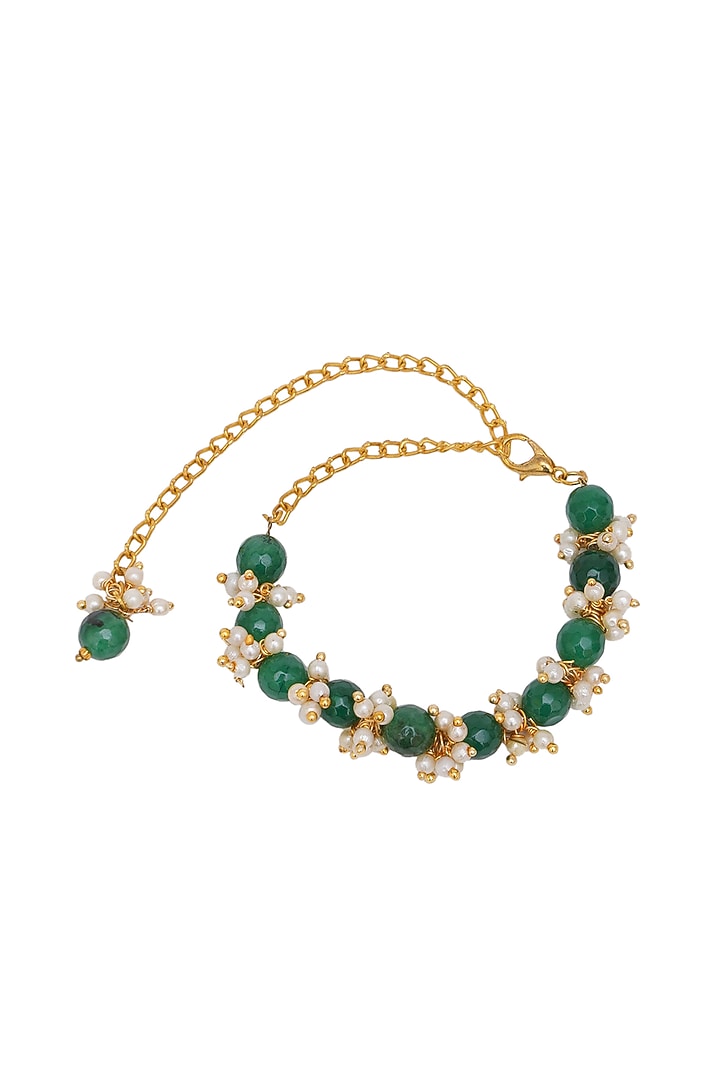 Gold Finish Stone & Pearl Bracelet by Ruby Raang Kids at Pernia's Pop Up Shop